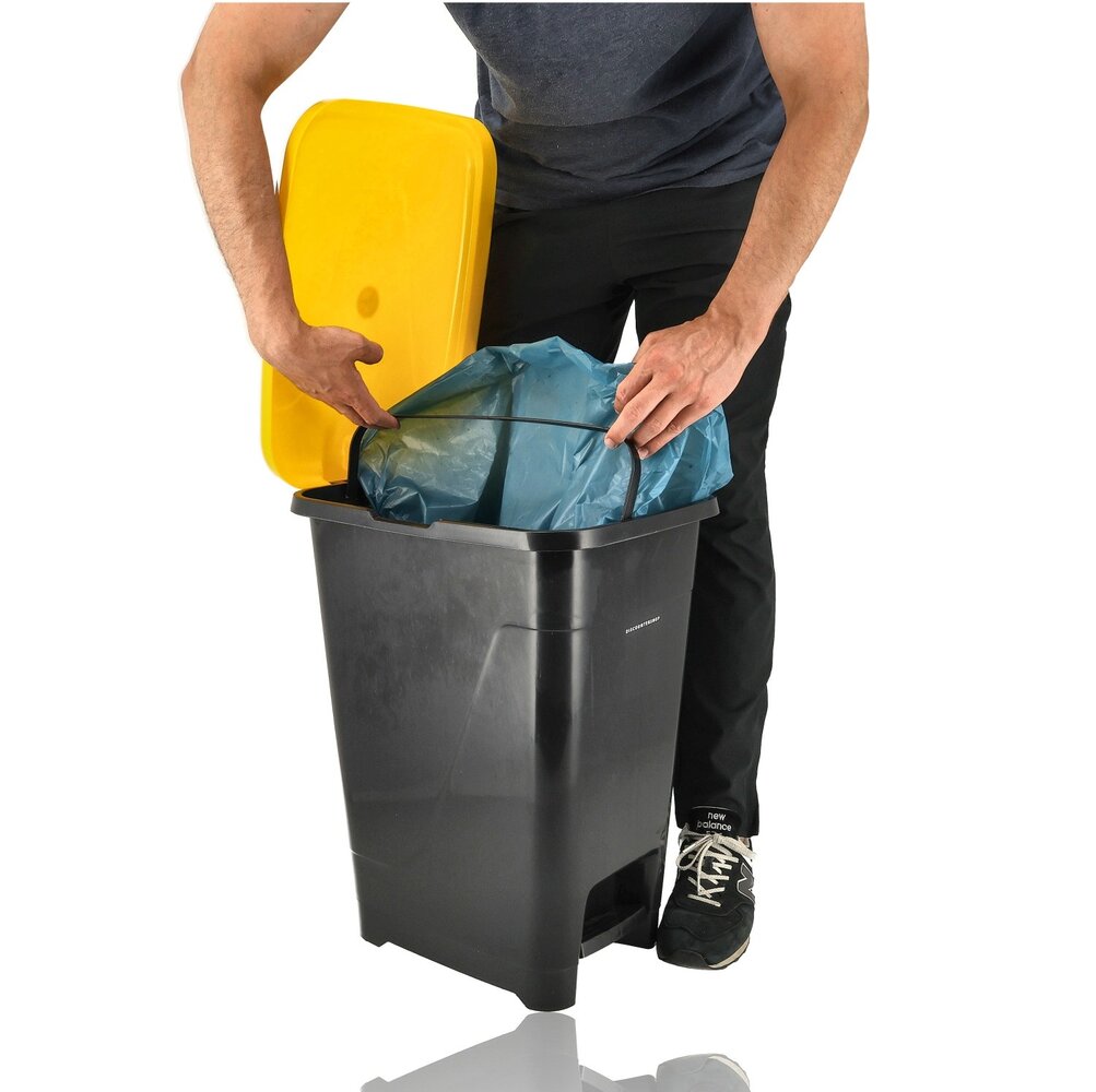 Discountershop Pedaalemmer 60 Liter Set van 3 voor Afvalscheiding – Zwarte Afvalbakken met Voetpedaal en Geel, Blauw en Groen Deksel voor Thuis