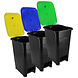 Discountershop Pedaalemmer 60 Liter Set van 3 voor Afvalscheiding – Zwarte Afvalbakken met Voetpedaal en Geel, Blauw en Groen Deksel voor Thuis