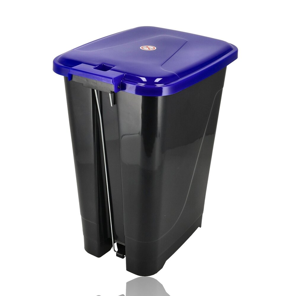 Discountershop Pedaalemmer 60 Liter Set van 3 voor Afvalscheiding – Zwarte Afvalbakken met Voetpedaal en Geel, Blauw en Groen Deksel voor Thuis