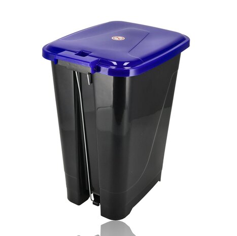 Discountershop Pedaalemmer 60 Liter Set van 3 voor Afvalscheiding – Zwarte Afvalbakken met Voetpedaal en Geel, Blauw en Groen Deksel voor Thuis