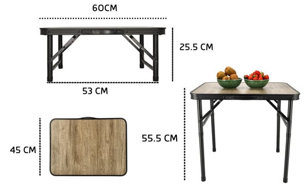 Discountershop Camping Table 60 x 45 cm for 1 Person – Folding Table with 2 Heights 25.5/55.5 cm – for Caravan, Balcony, Garden and Picnic Discountershop Camping Table 60 x 45 cm for 1 Person – Folding Table with 2 Heights 25.5/55.5 cm – for Caravan, Balcony, Garden and Picnic