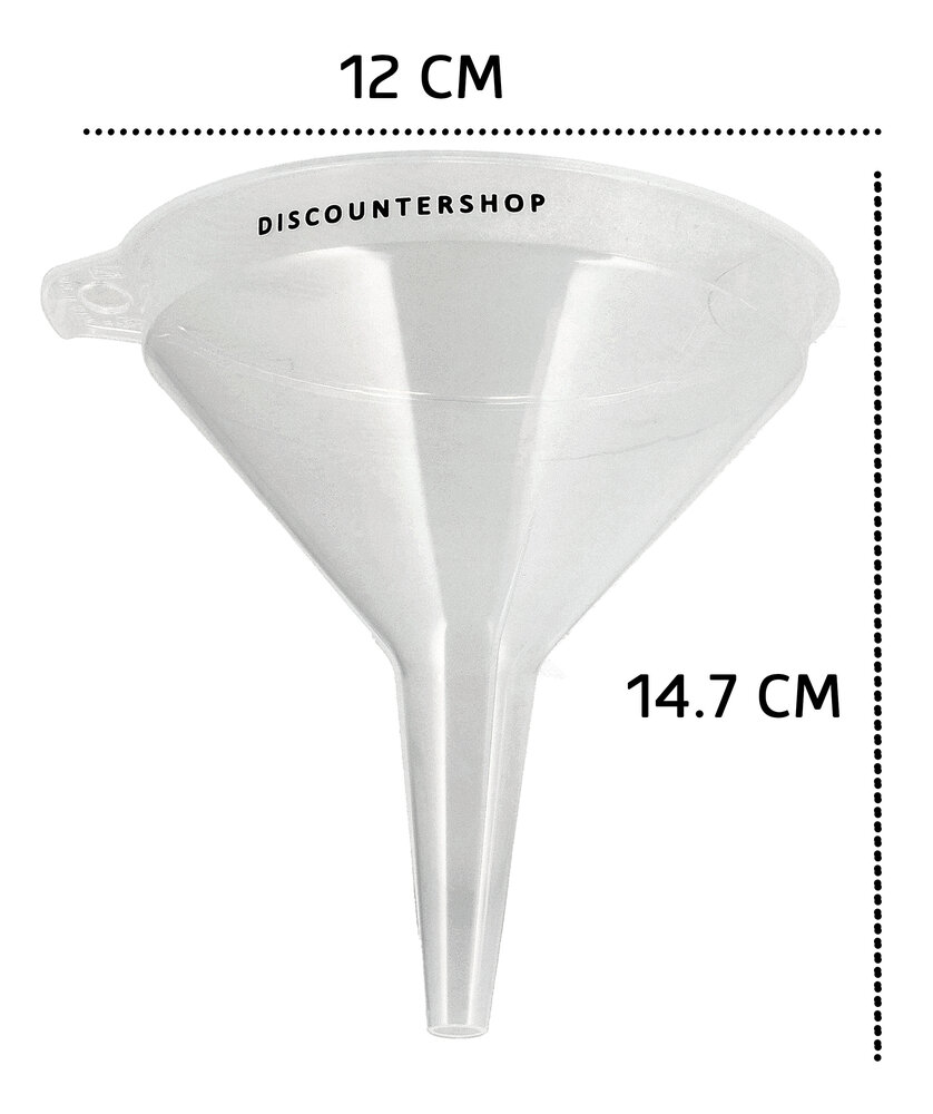 Discountershop Oil Funnel Set 12, 15 and 16.2 cm – Transparent Plastic Funnels for Bottles, Jars, Jerry Cans, Kitchen, Garage and Camping Discountershop Oil Funnel Set 12, 15 and 16.2 cm – Transparent Plastic Funnels for Bottles, Jars, Jerry Cans, Kitchen, Garage and Camping
