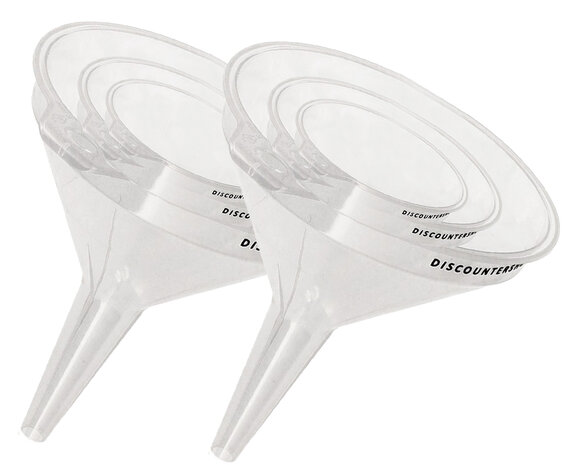Discountershop Oil Funnel Set 12, 15 and 16.2 cm – Transparent Plastic Funnels for Bottles, Jars, Jerry Cans, Kitchen, Garage and Camping Discountershop Oil Funnel Set 12, 15 and 16.2 cm – Transparent Plastic Funnels for Bottles, Jars, Jerry Cans, Kitchen, Garage and Camping