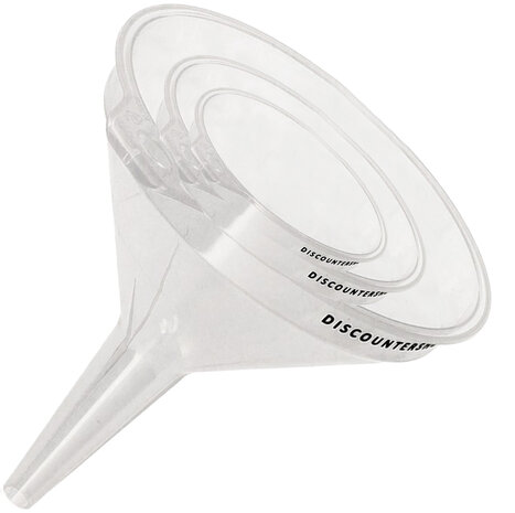 Discountershop Oil Funnel Set 12, 15 and 16.2 cm – Transparent Plastic Funnels for Bottles, Jars, Jerry Cans, Kitchen, Garage and Camping Discountershop Oil Funnel Set 12, 15 and 16.2 cm – Transparent Plastic Funnels for Bottles, Jars, Jerry Cans, Kitchen, Garage and Camping