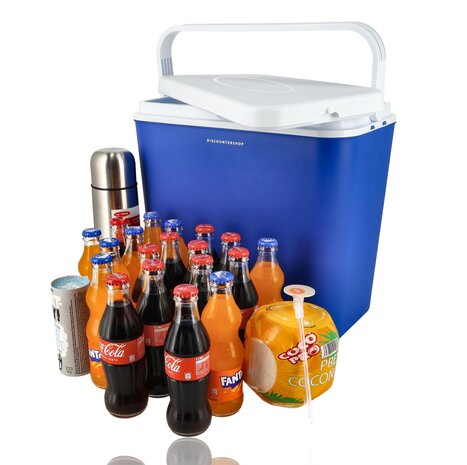 Discountershop Electric Cool Box 24 Litre 12V – Portable Car Cooler with Two Lids and Ice Packs for Camping, Campervan, Caravan, Beach and Picnics Discountershop Electric Cool Box 24 Litre 12V – Portable Car Cooler with Two Lids and Ice Packs for Camping, Campervan, Caravan, Beach and Picnics