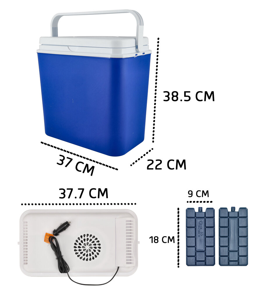 Discountershop Elektrische koelbox 24 liter 12V – auto koelbox met 2 deksels en koelelementen voor camping, camper, caravan, strand en vakantie Discountershop Elektrische koelbox 24 liter 12V – auto koelbox met 2 deksels en koelelementen voor camping, camper, caravan, strand en vakantie