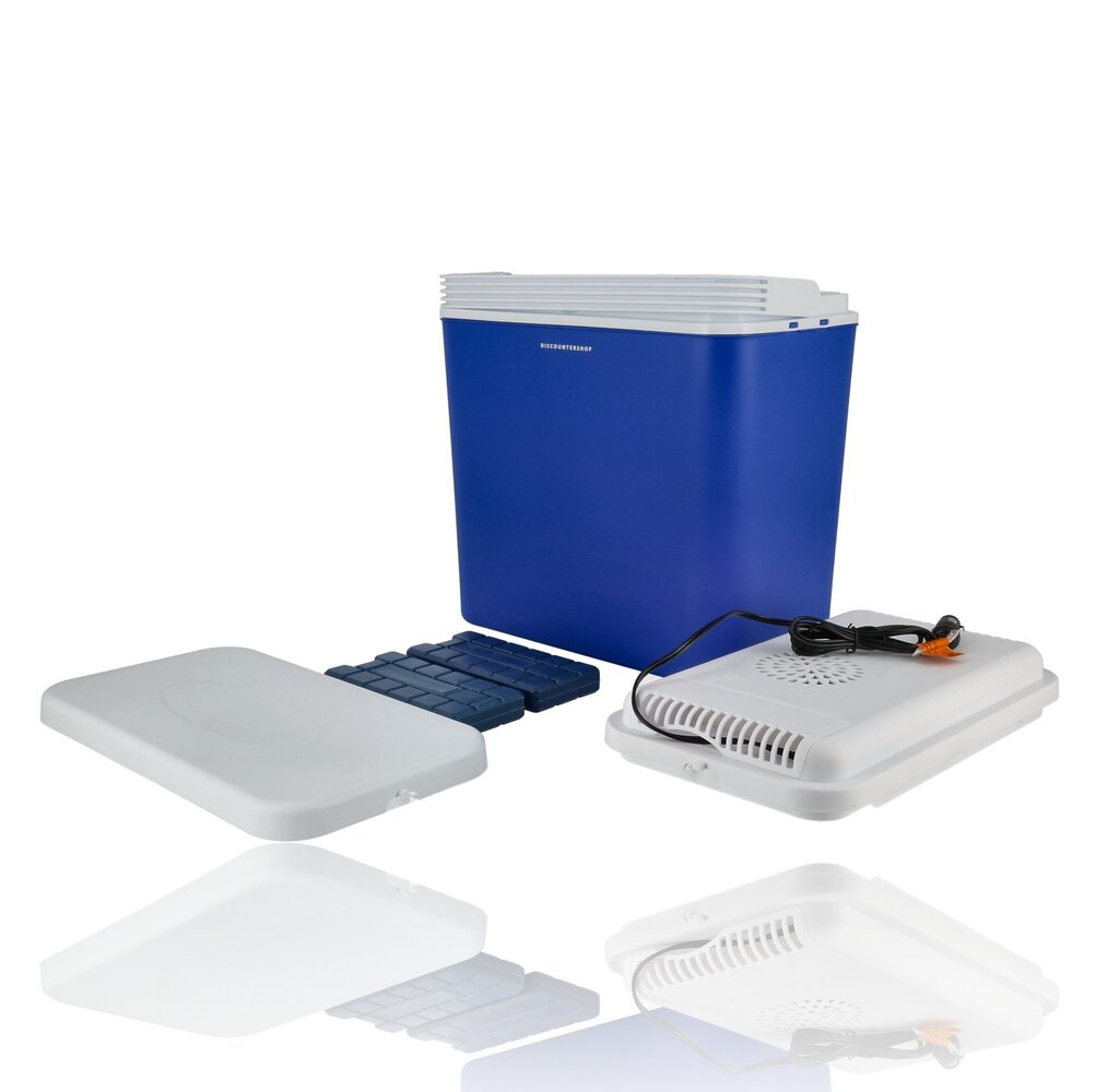 Discountershop Electric Cool Box 24 Litre 12V – Portable Car Cooler with Two Lids and Ice Packs for Camping, Campervan, Caravan, Beach and Picnics Discountershop Electric Cool Box 24 Litre 12V – Portable Car Cooler with Two Lids and Ice Packs for Camping, Campervan, Caravan, Beach and Picnics