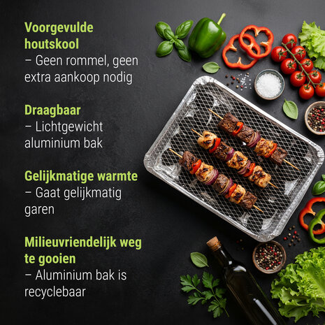 Discountershop Wegwerp Barbecue met Houtskool 48 x 30,2 x 9 cm – 1,45 kg houtskool – Instant BBQ met rooster en onderstel voor camping en picknick Discountershop Wegwerp Barbecue met Houtskool 48 x 30,2 x 9 cm – 1,45 kg houtskool – Instant BBQ met rooster en onderstel voor camping en picknick
