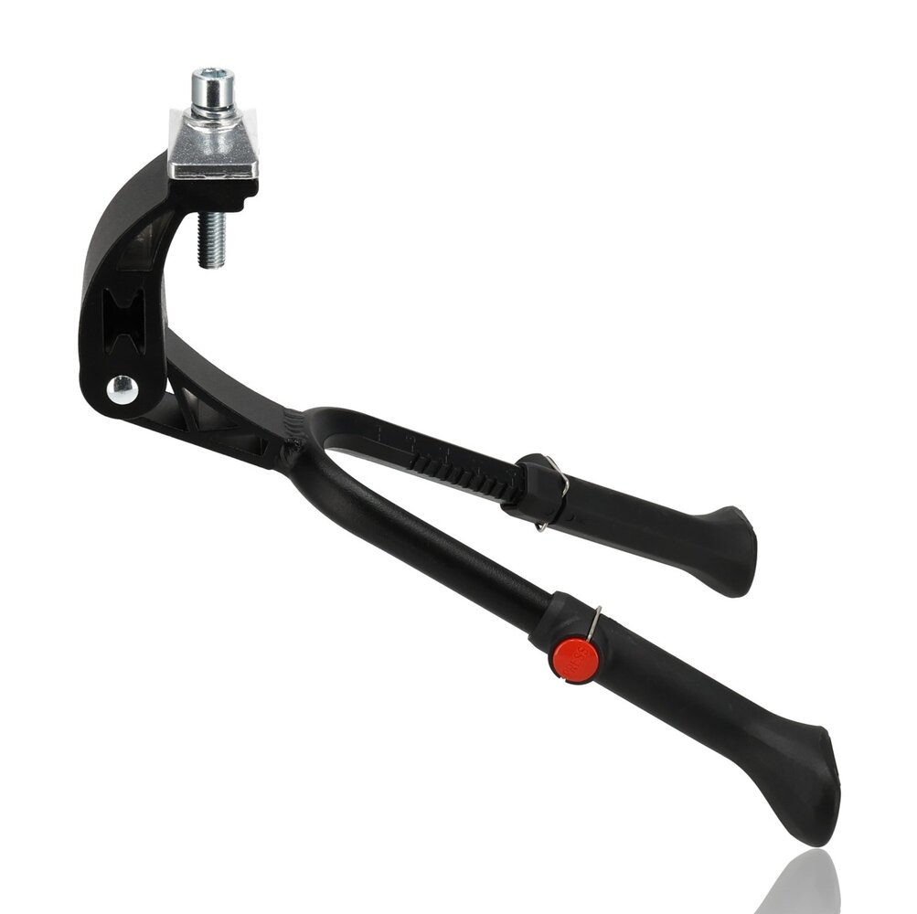 Discountershop Double bike kickstand 24-28 inch, adjustable two-leg bicycle stand with M9 x 30 mm bolt for city, cargo and electric bikes Discountershop Double bike kickstand 24-28 inch, adjustable two-leg bicycle stand with M9 x 30 mm bolt for city, cargo and electric bikes