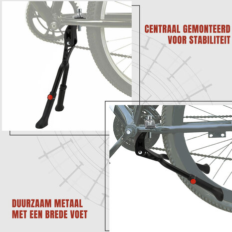 Discountershop Fiets standaard dubbel 24-28 inch, verstelbare tweebeenstandaard met M9 x 30 mm bout voor stadsfiets, transportfiets en e-bike Discountershop Fiets standaard dubbel 24-28 inch, verstelbare tweebeenstandaard met M9 x 30 mm bout voor stadsfiets, transportfiets en e-bike
