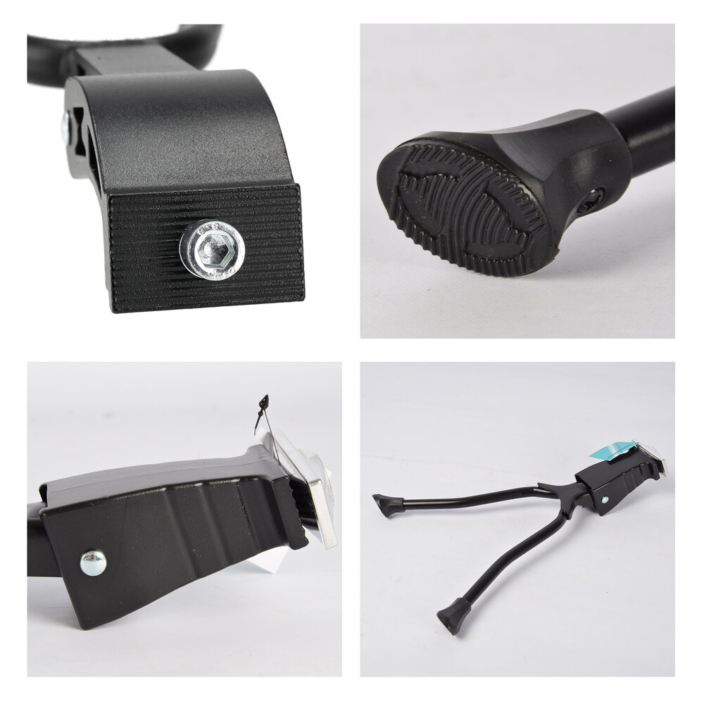 Discountershop Dubbele fietsstandaard 26-28 inch, verstelbare zwarte tweebeenstandaard voor stadsfiets, transportfiets, hybridfiets en e-bike Discountershop Dubbele fietsstandaard 26-28 inch, verstelbare zwarte tweebeenstandaard voor stadsfiets, transportfiets, hybridfiets en e-bike