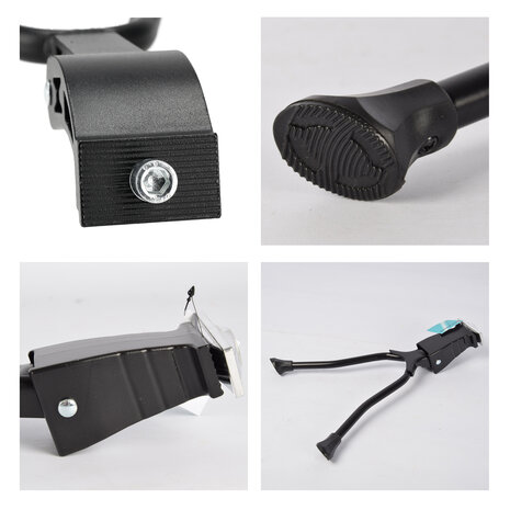 Discountershop Dubbele fietsstandaard 26-28 inch, verstelbare zwarte tweebeenstandaard voor stadsfiets, transportfiets, hybridfiets en e-bike Discountershop Dubbele fietsstandaard 26-28 inch, verstelbare zwarte tweebeenstandaard voor stadsfiets, transportfiets, hybridfiets en e-bike