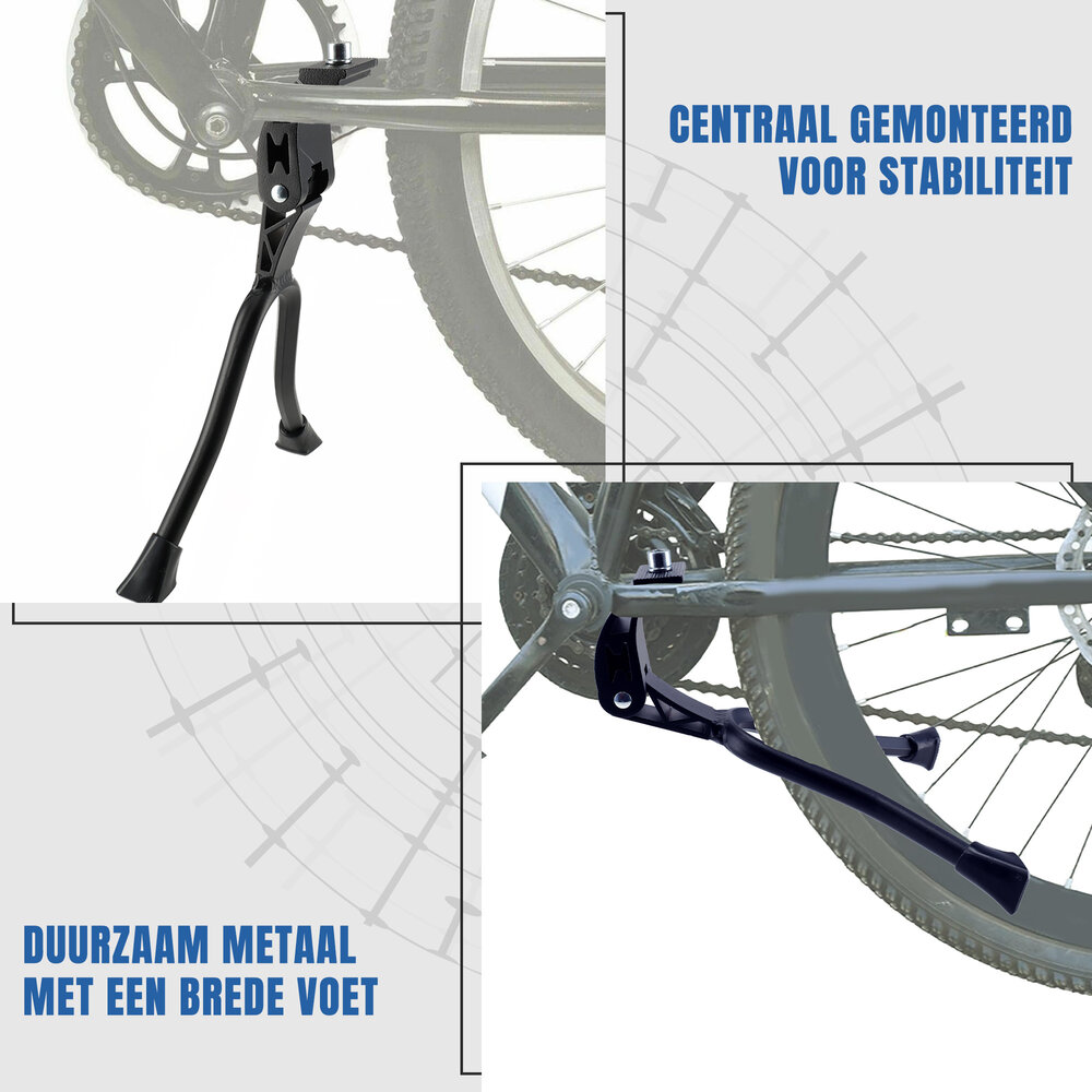 Discountershop Dubbele fietsstandaard 26-28 inch, verstelbare zwarte tweebeenstandaard voor stadsfiets, transportfiets, hybridfiets en e-bike Discountershop Dubbele fietsstandaard 26-28 inch, verstelbare zwarte tweebeenstandaard voor stadsfiets, transportfiets, hybridfiets en e-bike