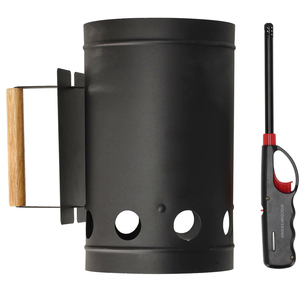 Merkloos Houtskoolstarter met lange BBQ-aansteker van 27 cm – metalen brikettenstarter van 17 x 27,5 cm voor houtskool, kamado, grill en BBQ Merkloos Houtskoolstarter met lange BBQ-aansteker van 27 cm – metalen brikettenstarter van 17 x 27,5 cm voor houtskool, kamado, grill en BBQ