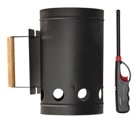 Merkloos Houtskoolstarter met lange BBQ-aansteker 27cm