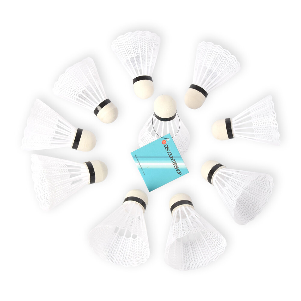 Discountershop Top Quality White Plastic Badminton Shuttlecocks - 6.6cm x 8.2cm - Pack of 5 - Light and Flexible
