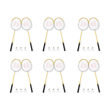 Discountershop High-quality Badminton Racket Set - Yellow - Including Storage Bag and 3 Shuttlecocks