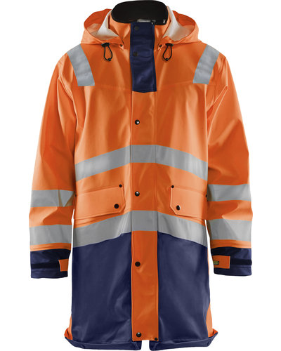 Blaklader Lange Hi-Vis Regenjas, zware kwaliteit met striping