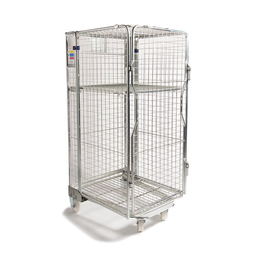Security Roll Container - 860x737x1676mm, Nestable, Internal Shelf