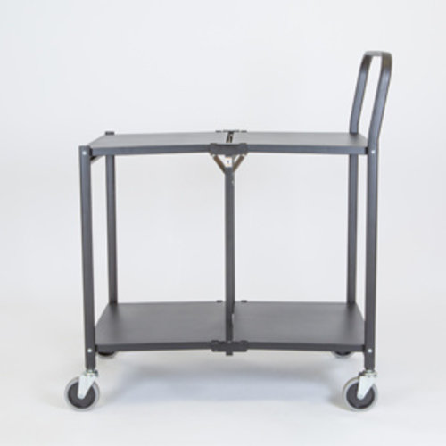 Folding Push Trolley - 860x490x1005mm - 2 Tier, Solid Shelves