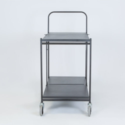 Folding Push Trolley - 860x490x1005mm - 2 Tier, Solid Shelves