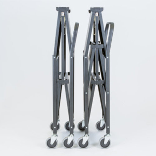 Folding Push Trolley - 860x490x1005mm - 2 Tier, Solid Shelves