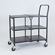 Folding Push Trolley - 860x490x1005mm - 3 Tier, Solid Shelves