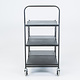 Folding Push Trolley - 860x490x1005mm - 3 Tier, Solid Shelves