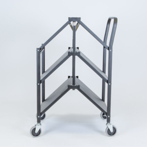 Folding Push Trolley - 860x490x1005mm - 3 Tier, Solid Shelves