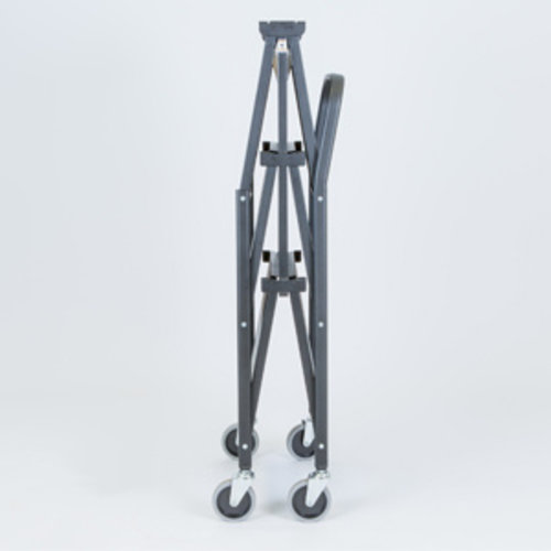 Folding Push Trolley - 860x490x1005mm - 3 Tier, Solid Shelves
