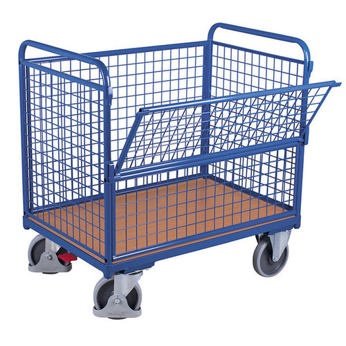 Mesh Wall Platform Trolley - 1260x815x1095mm - Half Folding Front Gate