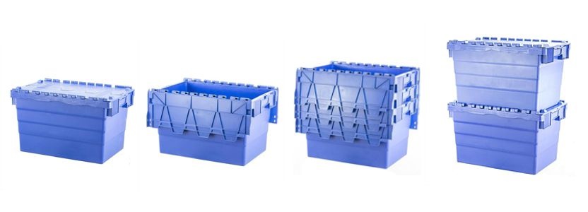 Attached Lid Tote Boxes Stacking Options