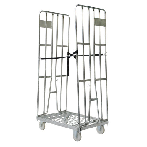 Roll Container 2 Sided - 870x600x1690mm, Clamping Gates, Tension Straps