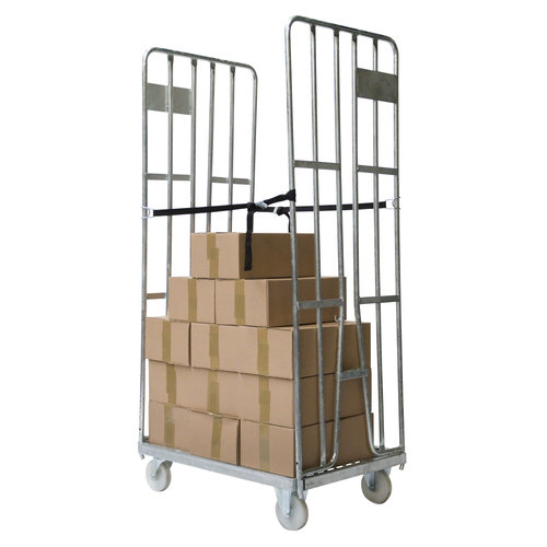 Roll Container 2 Sided - 870x600x1690mm, Clamping Gates, Tension Straps