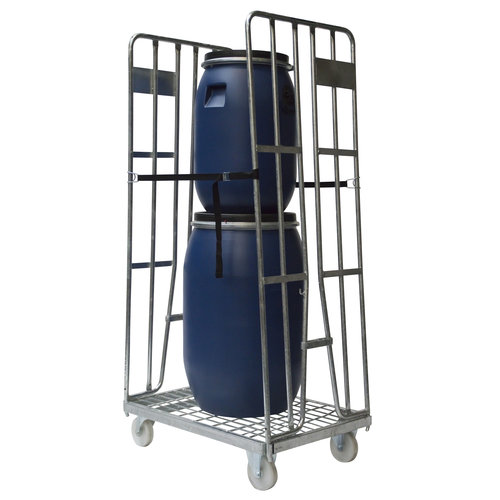 Roll Container 2 Sided - 870x600x1690mm, Clamping Gates, Tension Straps