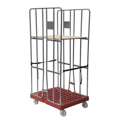 Roll Container 2 Sided - 810x680x1680mm, Plastic Base, Clamp Gates