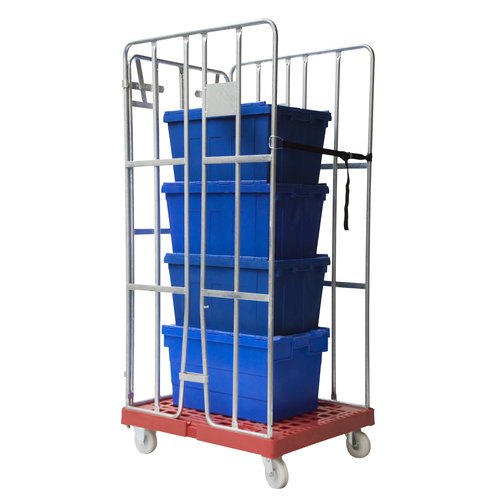 Roll Container 3 Sided - 810x680x1680mm, Plastic Base, Clamp Gates