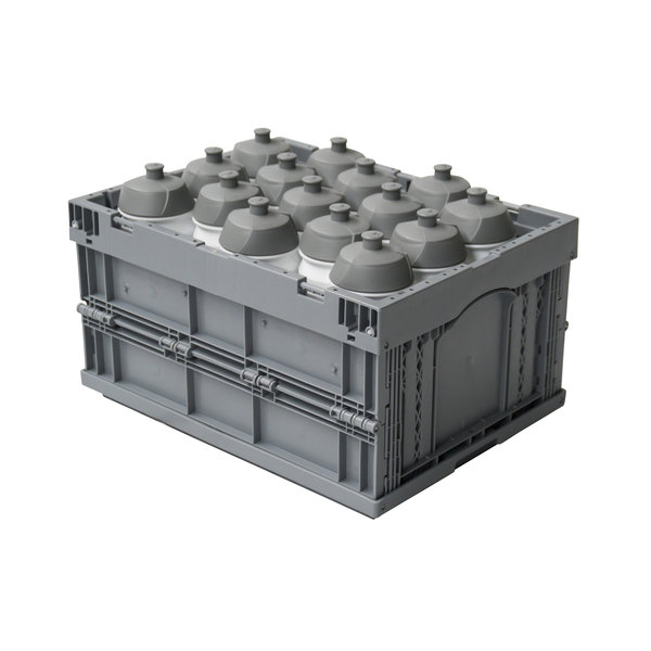 Folding Plastic Crate With Lid 396x297x214mm Closed, 18L