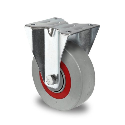 Fixed Castor with Roller Bearing, 125mm Diameter - Grey PA