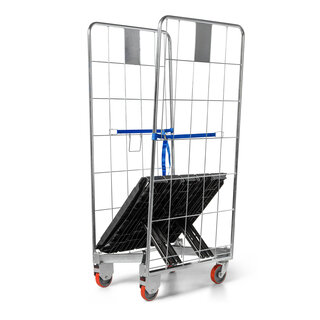 Roll Container 2 Sided - 804x680x1695mm, Flexi Base, Nestable, 2 Straps