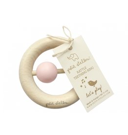 Petit Stellou Houten rammelaar / bijtring | zacht roze