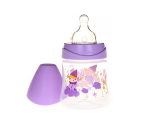 Flesje Ronde 1 2 3 Speen 150 Ml Sillicone Fairy Paars Villa Kakelbont