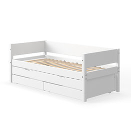 Flexa White bedbank met onderschuifbed en lades - wit