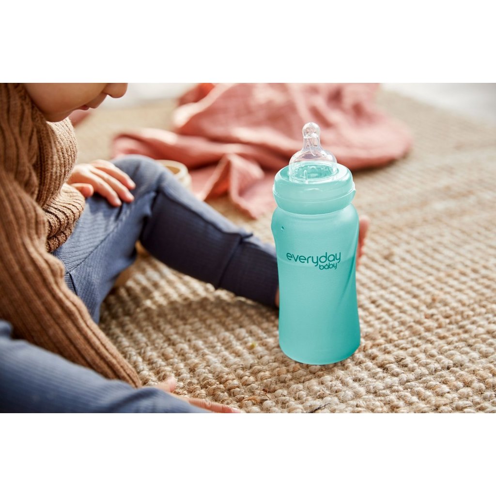Everyday Baby Glazen fles Heat Sensing 240 ml | Turquoise