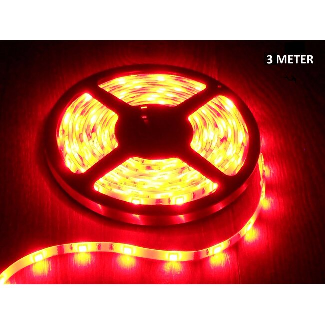 LED Strip Rood - 3 Meter - 60 LEDS Per Meter - Waterdicht