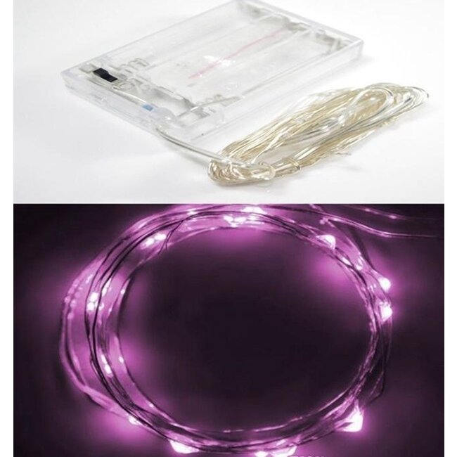 Kerstverlichting 2 Meter - Roze - Op Batterij
