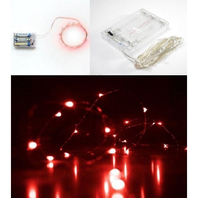 Kerstverlichting 5 Meter - Rood - Op Batterij