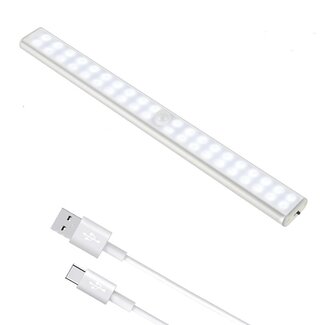 LED Kastverlichting USB - 30 cm - Met Sensor - Koel Wit