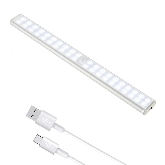 LED Kastverlichting USB - 30 cm - Met Sensor - Koel Wit