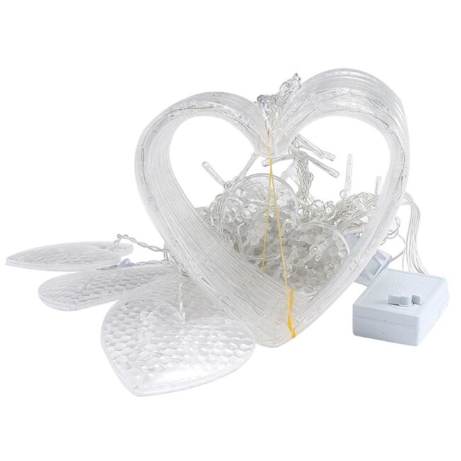 Lichtgevend Gordijn Hartje - 2 Meter - Warm Wit